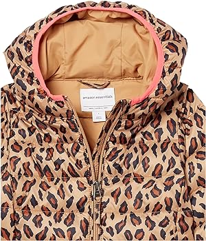 Amazon Essentials Girls' Long Lightweight Puffer Jacket Hood .4 YEARS