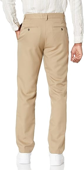 Amazon Essentials Men's Classic Fit Expandable Waist Flapless Dress Trousers