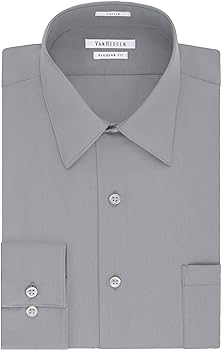 Van Heusen Men's Size Big Dress Shirt Tall Fit Poplin, Grey Stone, 22" Neck 35"-36" Sleeve