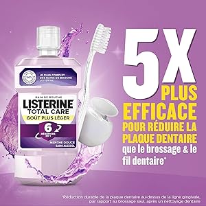 Listerine - Total Care Daily Mouthwash Lighter Flavour (500 ml bottle) - 6 benefits in 1 for total oral hygiene - Sweet mint taste for fresh breath