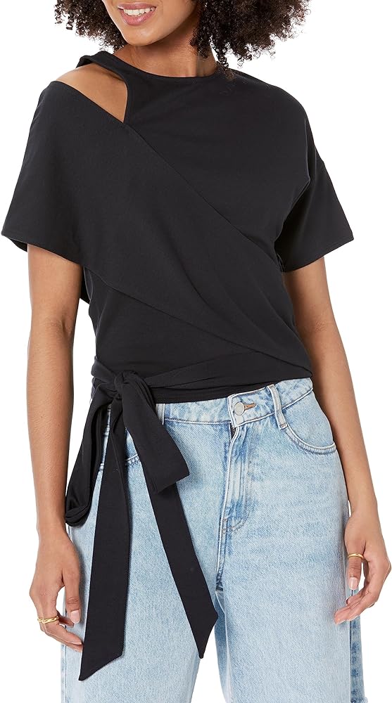 The Drop Women's Black Wrap Short Sleeve Top by @Jalisaevaughn Blouses