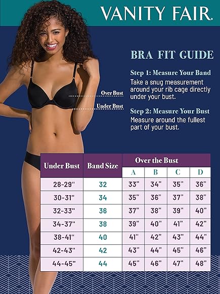 Vanity Fair Women's Ego Boost Add-a-size Push Up Bra (+1 Cup Size)