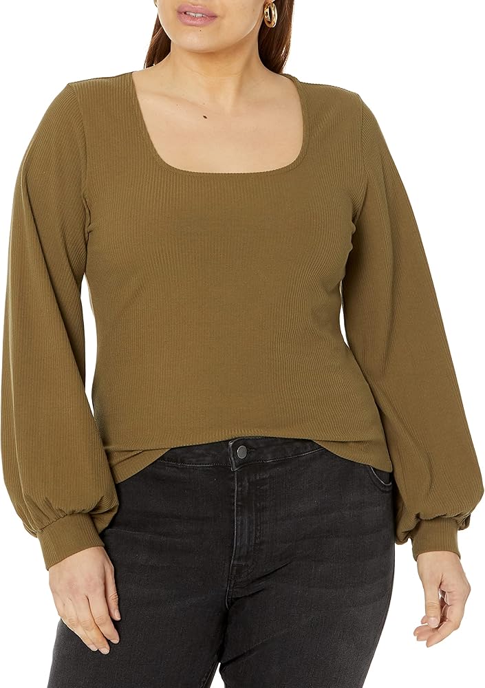 The Drop Women's Black Square Neck Balloon Sleeve Top by @lucyswhims