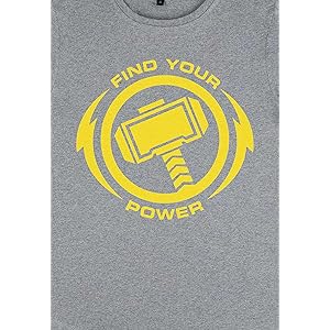 Marvel Women's Avengers Classic Thor Power Rolled Sleeve T-Shirt, Grey (Grey Blend), M