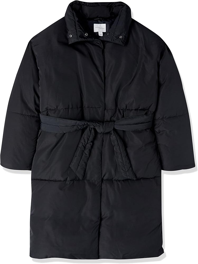 Daily Ritual Women's Padded Belted Puffer Jacket