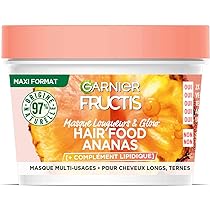 Garnier - Fructis Hair Food - 3-in-1 Pineapple Length & Glow Mask - 97% Natural Vegan Formula - For Long & Dull Hair - 390ml