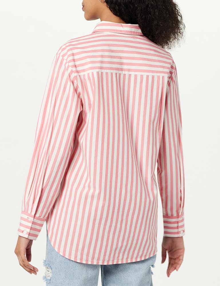 We have multiple variations of this item. Click for details  The Drop Women's Kendra Loose Long Shirt Sunkissed Coral Stripe L