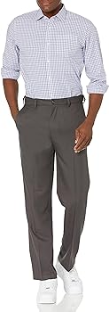 Amazon Essentials Men's Dartless Suit Trousers with Expandable Waist and Classic Fit