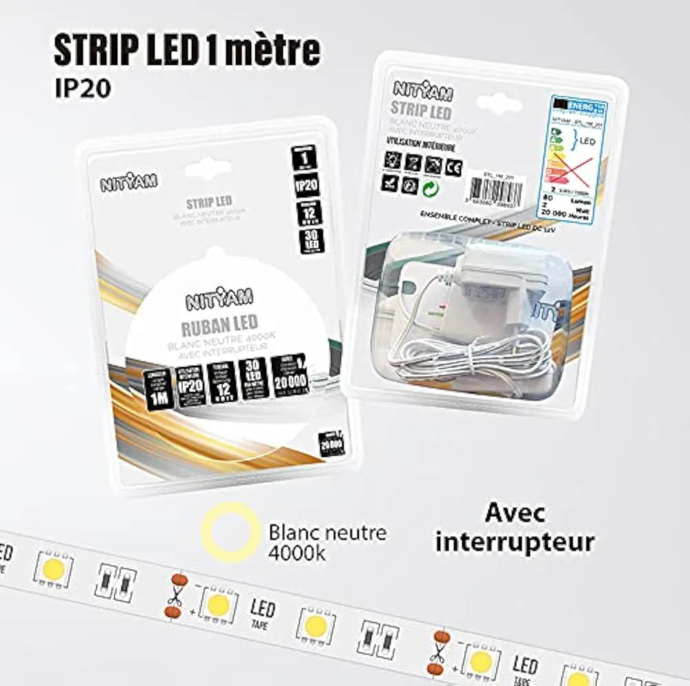 nityam STL 201 1 m Flexible and Bright LED Strip Plastic 6 W White [Energy Class A++]